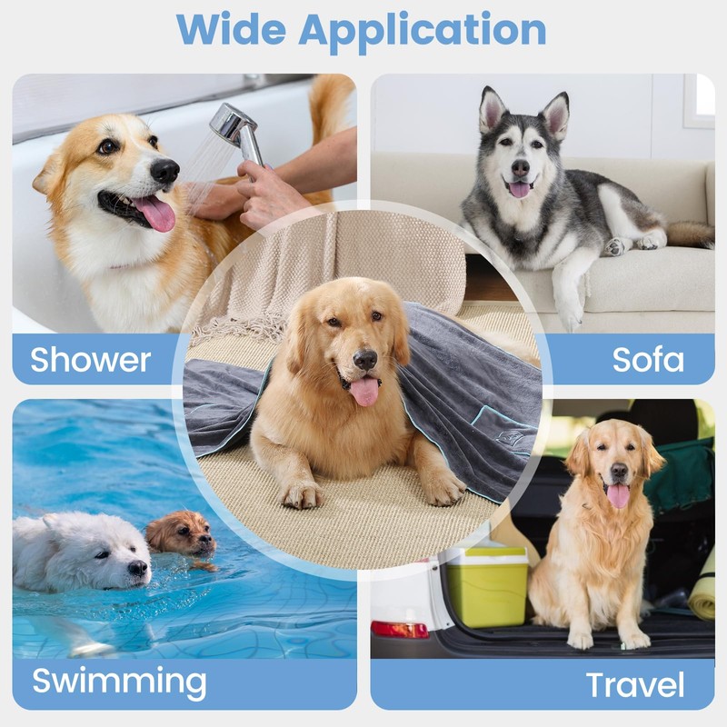 PETTOM 2 pieces dog towel dark grey dark grey