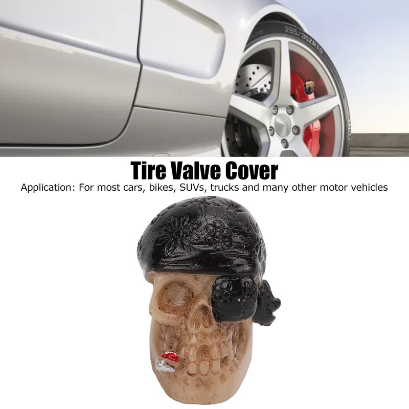 4PCS/Set Tire Valve Cap Skull Shape with Rubber Ring for