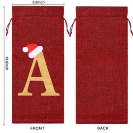 Burlap Wine Bag Christmas Wine Bag With Letters Wine Champagne Gift Bag With Drawstring Letter A