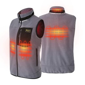 PROSmart Heated Vest Polar Fleece Lightweight Waistcoat with USB Battery Pack(Unisex,Black) (Gray, L) (Gray, 2XL)