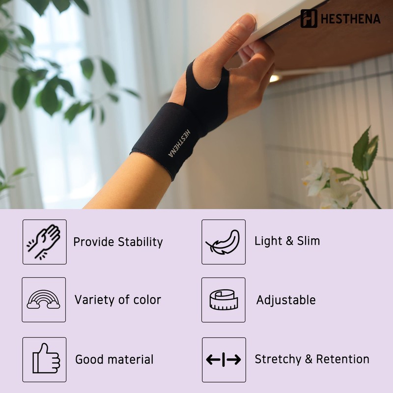 HESTHENA Slim and Colorful Wrist Brace, Flexible, Wrist Support, for