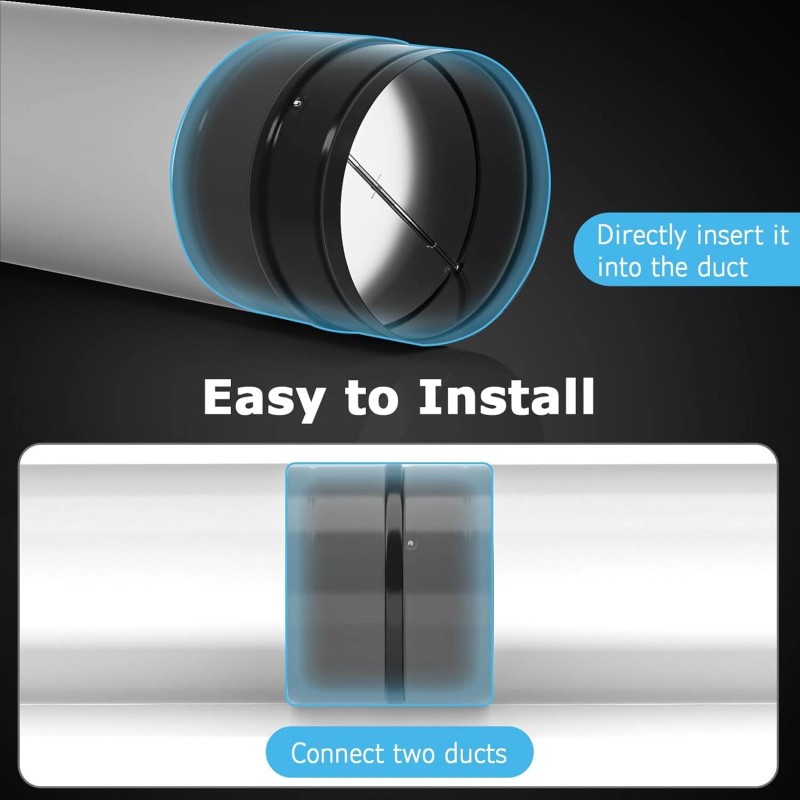‎ATOM NEXUS Backdraft Damper with Spring-Loaded Folding Blades Ducting in