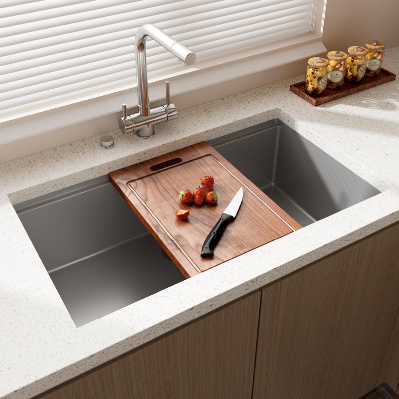 GinGinKing Cutting Boards for Kitchen - Double-Sided Over-Sink Wood Cutting