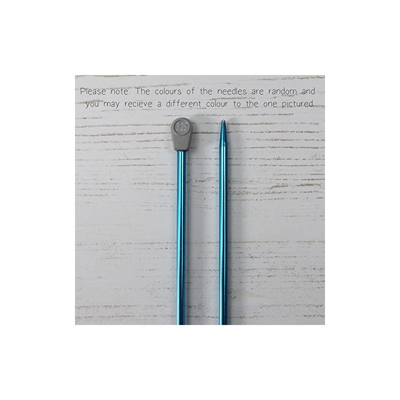 Coloured Knitting Needles Aluminium Metal Knit Pins 3.25mm x 35cm