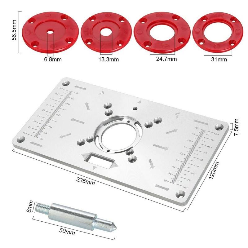 Router Table Insert Plate Metal Router Template with 4PCS Rings