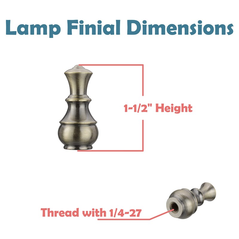 Aspen Creative 24040-41 Finial Lighting & Lamp Accessory, Antique Brass