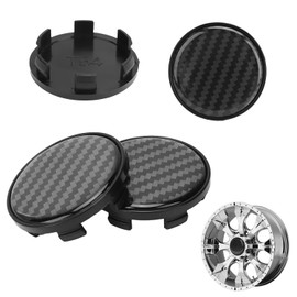 Tissting Pack of 4 Hub Caps 54 mm, Wheel Hub Caps OD 54 mm ID 49 mm Black Carbon Fibre Style Hub Caps Cover ABS Metal Hub Caps Rim Hub Caps for Car, Truck, SUV