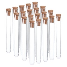 PATIKIL 7ml Plastic Test Tubes with Cork Stoppers, 20Pcs 100x12mm Tubes for Scientific Party Decoration Candy Bead Storage Bath Salt Lab Use, Clear