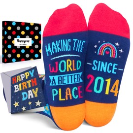 HAPPYPOP 10 Year Old Birthday Gifts Ideas Socks - Gifts for Kids Age 10, 2014 Birthday Gift Ideas for Tween Boys Girls, Presents for 10 Year Olds