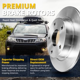 AUTOCLUB Front 11.54 in and Rear 11.25 in Brake Kit for 2008-2011 2013 Subaru Impreza, 2009-2010 Forester, 22010-2013 Legacy Outback Brakes Rotors and Ceramic Pads Replacement 31407 929 31509 1114