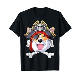 Corgi Pirate Costume Jolly Roger Flag Skull Crossbones Dog T-Shirt