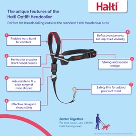 Company of Animals HALTI Optifit Headcollar Size Medium, Dog Head Harness to Stop Pulling on the Lead, Easy to Use, Adjustable & Reflective Head Collar for Dogs, Professional Anti-Pull Training Aid, Black