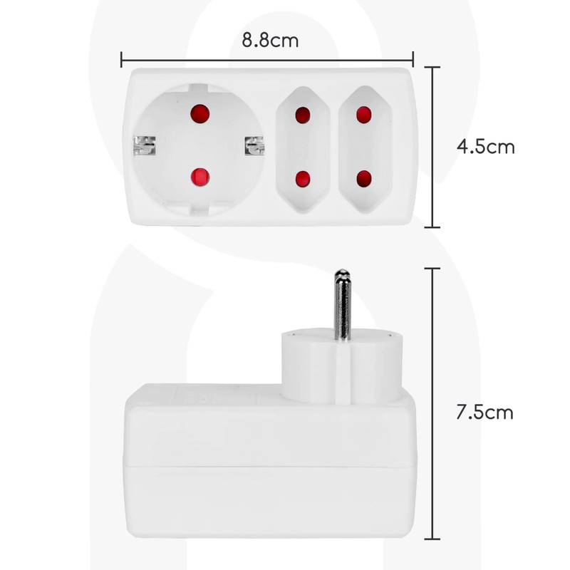 Aigostar Mehrfachsteckdose 3-Fach Steckdosenadapter, 2 Euro +1 Schuko Steckdose Kindersicherung,