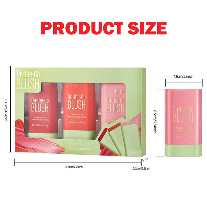 3-in-1 Blush Stick for Cheeks, Lips & Eyes – Long-Lasting