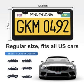 QUANQIUFEI QUANQIUFEI 2 Pack License Plate Frames, Stainless Steel Car License Plate Cover Car Accessories with Screw Caps (Black)