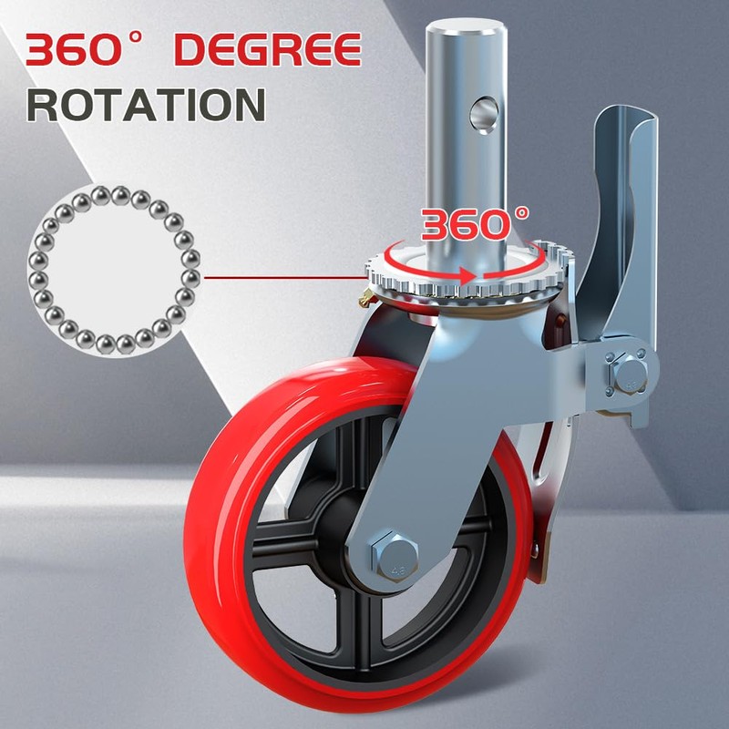 USCaster 6inch Scaffolding Wheels Set of 4 -Heavy Duty Locking