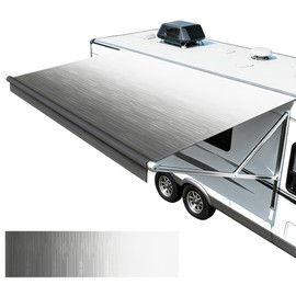 SHADEPLUS RV Awning Fabric Replacement,Camper Awning 19.5 oz 5-Layer Heavy Duty Waterproof Vinyl Universal RV Awning Fabric for All Brands Camper,Trailer, Motorhome Awnings,Grey Fade 15'2''