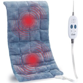 Weighted Heating Pad with 2 Massager,Large Vibrating Heating Pads for for Back &Neck Pain Cramps,3 Heat Levels,3 Massage Settings,2Hrs Auto-Off,Fathers Day Gift (12"x24" Blue)