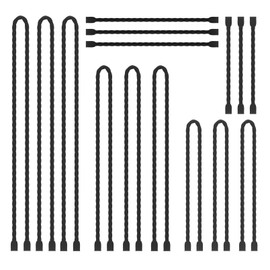 LOIUO 15PCS Silicone Cable Ties Reusable Twist Ties Steel-Core Black Straps Organizer All Purpose Bendable Cord Tie for Indoor Outdoor Holding Securing and Wrapping (4 6 12 18 24 inch)