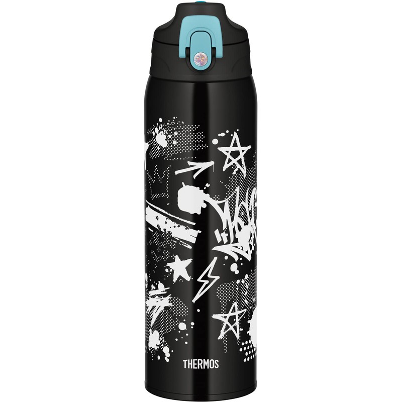 THERMOS Vacuum Insulated 2-Way Bottle 1L/1.03L Black Aqua with Direct