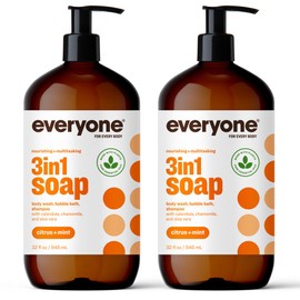 Everyone 3-in-1 Soap, Body Wash, Bubble Bath, Shampoo, 32 Ounce (Pack of 2), Citrus and Mint, made with Essential Oils for Men and Women