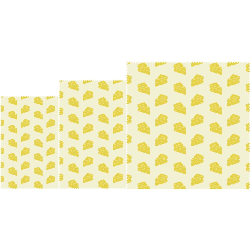 Tala Reusable Beeswax Food Wraps, Cheese Patterned Design, 3 Bags
