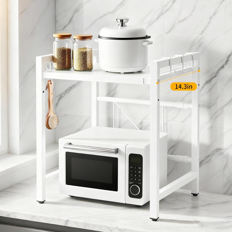 Kaixin Rabbit Extensible Microwave Oven Stand, Adjustable Metal Storage Shelf,