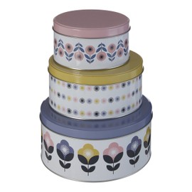 Premier Housewares Joni Storage Tins, Round, Set of 3,H9 x W20 x D20cm