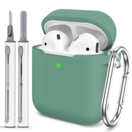 Funda para AirPods 12, viene con kit de limpieza, funda de silicona de piel suave con llavero, funda protectora completa para hombres y mujeres,...   