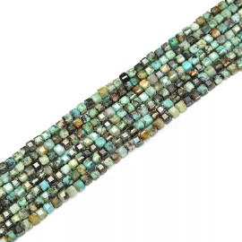 African Turquoise Faceted Cube Beads Size 2.5mm 15.5'' Strand (2.5mm)