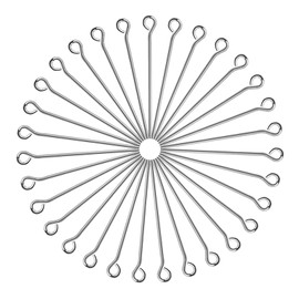 TOAOB 150pcs Open Eye Pins 30mm Stainless Steel Silver Tone Eye Pins Needle Pins for Jewelry Making Earrings Findings DIY Dangle Craft Supplies