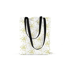 Le Jardin du Lin Printed Shopping Bag with Two Black Long Handles, Foldable Fabric Bag with Two Long Handles, Size: 48 x 55 cm