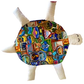 Kitchen Turtle Floor Mop Handmade in America for Small Kitchen Spills, Park Patches Fabric