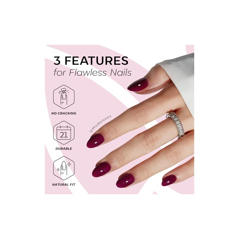 modelones Kit de uñas postizas ovaladas cortas a presión con