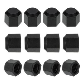 PATIKIL 1/4" Plastic Flare Cap, 7/16-20UNF Female Thread 12Pcs 45 Degree SAE Flare Tube Fitting Valve Cap Plug Stop for Air Conditioner Pipe Gas Line Hydraulic, Black