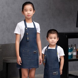 Elementary Art Apron Korean Style Trendy Kids Adjustable Neck Apron for Elementary School Kindergarten Pottery Art Painting 4 Black 3ea
