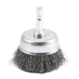 Forney 72729 Wire Cup Brush, Coarse Crimped with 1/4-Inch Hex Shank, 2-Inch-by-.012-Inch, Silver