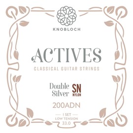 KNOBLOCH STRINGS - Spanish Guitar Strings | 200ADN Actives Double Silver | Medium-Low Tension 33.0 | Bright Bass and Matized Treble | Resonant Balance | Flamenco and Classical String Set