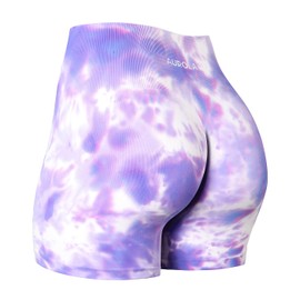 AUROLA Dream Tie Dye - Pantalones cortos de entrenamiento para mujer, sin costuras, suaves y activos, Fantasy Jacaranda Tie Dye, M