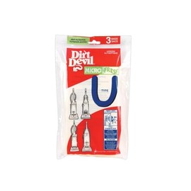 Dirt Devil Microfresh Vacuum Cleaner Bags for Ultra MVP, Magnum MVP and Swivel Glide Vacs, Pack of 3, White, Type U, Part # 3920750001, Dirt Devil Vacuum Bags Refill