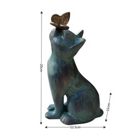 Resin Cat Statue,Cat Memorial Figurine with Butterfly,Curiosity Garden Statue,Outside Decorations,Animal Sculpture Handicraft,for Outside,Patio,Yard,Farmhouse,Garden