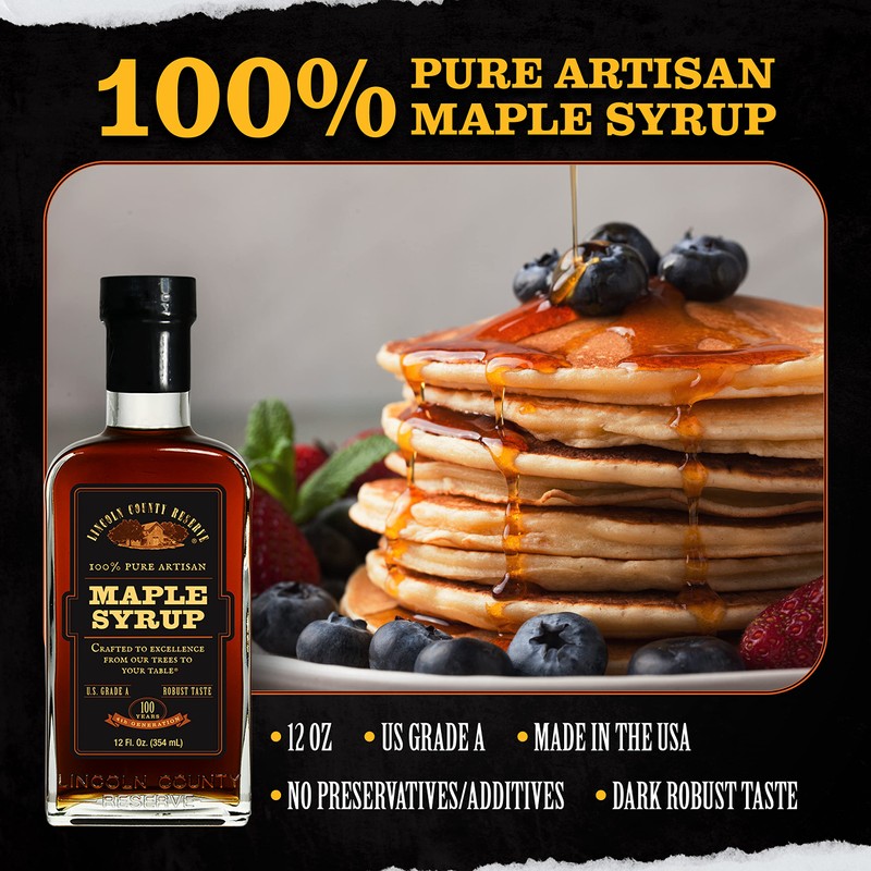Lincoln County Reserve 100% Pure Maple Syrup with Robust Taste,