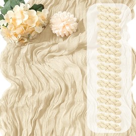15 Pack Ivory Cheesecloth Table Runner 17 x 108 inch Cheese Cloth Table Runners 9ft Ivory Table Runner Rustic Romantic Sheer Gauze Runner for Wedding Party Baby Shower Table Decoration