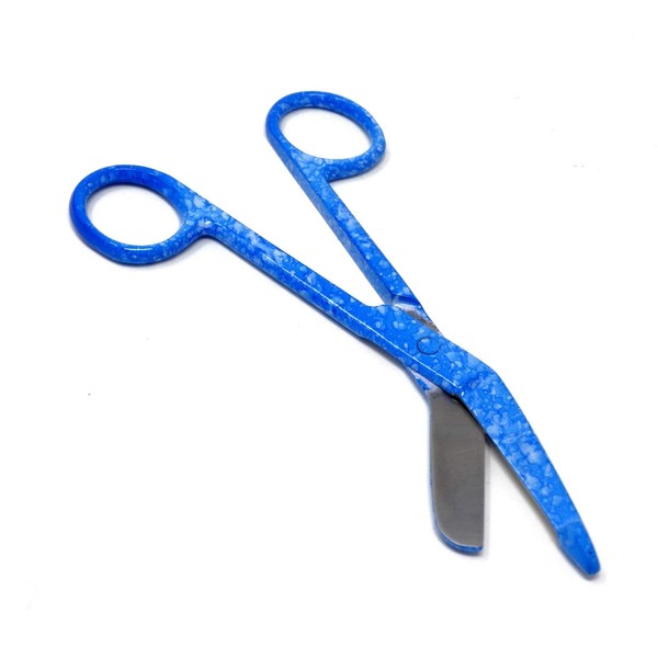 Blue Dew Drops Pattern Color Lister Bandage Scissors 5.5" (14cm), Stainless Steel
