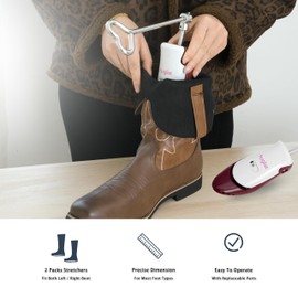 HugList Shoe Stretcher Set for Women - Adjustable Width & Height Boot Stretcher, Cowboy Boot Widener Expander, High Instep & Toe Box Expander with Bunion Plugs & Deodorant Balls, Size 5-8.5, Burgundy