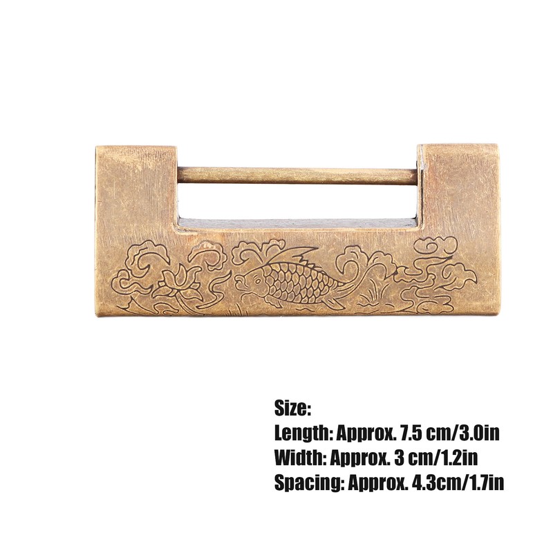 Chinese Antique Lock Spacing 4.3cm/1.7in Brass Chinese Old Style Padlock