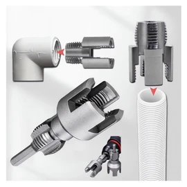 2 in 1 Integrated Internal & External Pipe Threading Tool 1/2 3/4 1 Npt 2025 Front Before PVC Pipe Re Threader Tool Electric Drill Thread Size Maker Kit for Plastic PPR Pipe Tap Die Set (3/4")