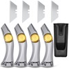 4 Pcs Silver Fixed Blade Roofing Knives with Replacement Blades,