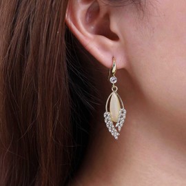 Yheakne Boho Crystal Leaf Earrings Gold Leaf Drop Earrings Vintage Opal Leaf Dangle Earrings Moonstone Leaf Earrings Jewelry for Women and Girls