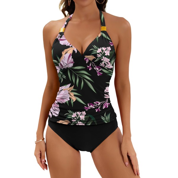 B2prity Halter Tankini Swimsuit for Women Tummy Control Two Piece